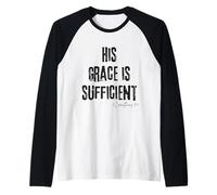 Su Gracia es Suficiente 2 Corintios 12:9 Biblia Fe Esperanza Camiseta Manga Raglan