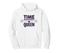 Su horario es Fine Time Management Queen Sudadera con Capucha, Unisex para Adultos, Blanco, S