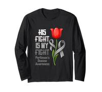 Su Lucha es mi Lucha contra la Enfermedad de Parkinson Grey Ribbon Support Manga Larga
