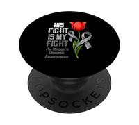 Su Lucha es mi Lucha contra la Enfermedad de Parkinson Grey Ribbon Support PopSockets PopGrip Adhesivo
