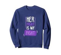 Su Lucha es mi Lucha I Quimioterapia Cáncer Pancreático Sudadera, Unisex para Adultos, Azul Marino, M