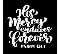 Su misericordia perdura para siempre Salmo 136:1 Biblia Antiguo Testamento Versículo Cristiano Pegatinas de pared 67.2x69.4cm Fácil instalación Blanco