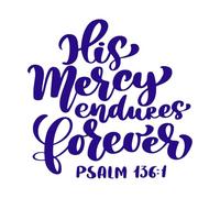 Su misericordia perdura para siempre Salmo 136:1 Biblia Antiguo Testamento Versículo Cristiano Pegatinas de pared de vinilo 54.6x56.4cm Impermeable Azul oscuro