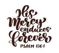 Su misericordia perdura para siempre Salmo 136:1 Biblia Antiguo Testamento Versículo Cristiano Pegatinas de pared de vinilo 67.2x69.4cm Decoración de tiendas Café