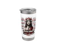 Su Nombre es Jesucristo - Rey de Reyes Diseño de Fe Vaso térmico de acero inoxidable de doble pared