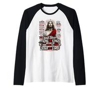 Su Nombre Es Jesús Cristo Rey de Reyes Arte Religioso Camiseta Manga Raglan