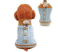 Su ter de punto para perros peque os y gatos, grueso y c lido, cuello alto, el stico, para chihuahua, bulldog y dachshund (extragrande, azul)