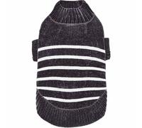 Su ter para perro de chenilla suave y acogedor de Blueberry Pet, elegante y a rayas, en gris elegante, largo de espalda de 56 cm, paquete de 1 un