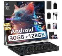 SUAAT 2026 Android 15 Tablet 10.1 Pulgadas, Gemini AI,Widevine L1,Octa Core, 8000mAh, 30GB RAM+ 128GB ROM+2TB, 8MP+5MP, Bluetooth 5.0,Tableta PC Incluye Ratón, Teclado y Funda Protectora - Negro