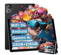 SUAAT 2026 Tableta 11 Pulgadas 24 GB RAM + 256 GB ROM+2TB, Android Octa-Core, 1280 * 800 HD, WiFi 5G, Bluetooth 5.0, 8000mAh, 13MP+5MP, Tablet con + Funda-Negro