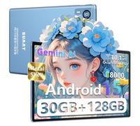 SUAAT 2026 Última Tableta Android 15 【30GB RAM + 128GB ROM+2TB】【Gemini AI】 10.1 Pulgadas, Widevine L1, Octa Core, 8000mAh, 8MP + 5MP, BT 5.0, GPS, GMS, Tablets con Funda Protectora-Azul