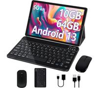 SUAAT Newest Tablet Android 14 10 Pollici 22GB RAM+128GB ROM(1TB TF), 8000 mAH,Octa-Core,2.0Ghz, WiFi5G+2.4G, GPS, 8MP + 5MP, Bluetooth 5.0,OTG, Cast, Tablet PC con Custodia, Tastiera e Mouse, BLU
