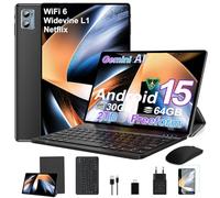 SUAAT Tablet Android 14, 20GB RAM+128GB ROM/1TB TF, 8-Core,10 Pulgadas, Widevine L1/WiFi 6/Bluetooth 5.0/6000mAh/GMS Certified/8MP+5MP/Familiar y Niños/Tablet PC con Funda, Teclado y Ratón