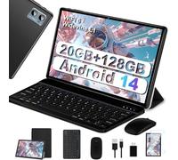 Suaat - Tablet de 10 pulgadas, Android 14, tableta con 20 GB RAM 128 GB ROM 5G+2.4G WiFi, WiFi 6, Octa-Core, Widevine L1, GMS Certified Bluetooth 5.0, tableta táctil con teclado, ratón | funda - Negro