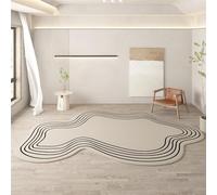 SUABON Alfombras Abstractas De Forma Irregular Color Crema, Alfombra Lavable Antideslizante para Sala De Estar, Dormitorio, Comedor