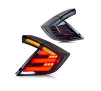 SUAGFW Luces traseras Para Civic Hatchback 2016-2020 conjunto de luz trasera de coche LED freno flujo de agua parpadeo Plug and Play luces traseras Con luz matrícula(Smoked)