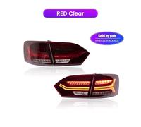 SUAGFW Luces traseras Para VW para Jetta MK6 para Sagitar 12-14 Par de luces traseras LED Señal giro freno inverso Conjunto luz trasera coche Plug And Play Con luz matrícula(Red Clear)