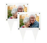 Suaific 5x7 Waterproof Picture Frame for Grave Always in My Heart 2pcs Vertical Acrylic Outdoor Memorial Cemetery Decorations Garden Marker For Funeral Gift (My heart in heaven)