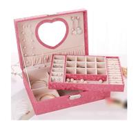 SUAIPA Joyero de piel sintética con marco de madera de doble capa, caja de almacenamiento de joyas de princesa, caja de cosméticos