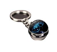Suammiitstrieadea 12 llaveros de constelación moderno simple cielo estrellado luminoso llavero metal piedra tiempo planeta colgante doble cara Leo, Acuario, Aquarius