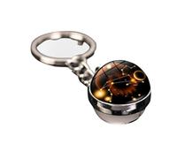 Suammiitstrieadea 12 llaveros de constelación moderno simple cielo estrellado luminoso llavero metal piedra tiempo planeta colgante doble cara Leo, Leo, Leo