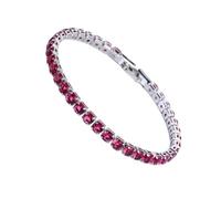Suammiitstrieadea Excelente pulsera de tenis de circonita cúbica para mujeres y hombres, cadena de cobre con cristales de cristal, exquisita pulsera hecha a mano platino blanco 17 cm, as description