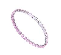 Suammiitstrieadea Excelente pulsera de tenis de circonita cúbica para mujeres y hombres, cadena de cobre con cristales de cristal, exquisita pulsera hecha a mano platino blanco 17 cm, as description