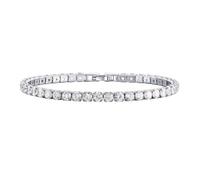 Suammiitstrieadea Excelente pulsera de tenis de circonita cúbica para mujeres y hombres, cadena de cobre con cristales de cristal, exquisita pulsera hecha a mano platino blanco 17 cm, as description