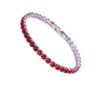 Suammiitstrieadea Excelente pulsera de tenis de circonita cúbica para mujeres y hombres, cadena de cobre con cristales de cristal, exquisita pulsera hecha a mano platino blanco 17 cm, as description