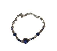 Suammiitstrieadea Pulsera de cristal azul para mujer, con forma de corazón, circonita cúbica, ajustable, accesorio de moda, joyería para celebración, as description, Plástico, como se muestra en la