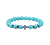 Suammiitstrieadea Pulsera de obsidiana con cuentas de piedra natural para hombre, pulsera de turquesa, resistente al desgaste, joyería de yoga, cuerda elástica, pulsera de moda n.º 11, No.5, Plástico