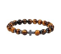 Suammiitstrieadea Pulsera de obsidiana con cuentas de piedra natural para hombre, pulsera de turquesa, resistente al desgaste, joyería de yoga, cuerda elástica, pulsera de moda n.º 11, No.9, Plástico