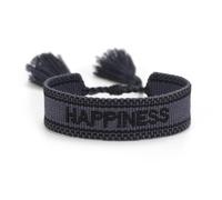 Suammiitstrieadea Pulseras de cuerda ajustables con borlas tejidas para una declaración de moda elegante, cierre manual de bordes, poliéster, tejida a mano, color caqui, Dark Blue Happiness, Poliéster