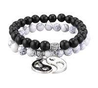 Suammiitstrieadea Pulseras Yin Yang ajustables con cuentas de arroz para amantes, novia, novio, Diameter 2.68inch, Plástico, como se muestra en la