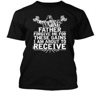 SUAN MEI ROU Father Forgive Me For These Gains I'm About To Receive Men's T Shirt Black XXL