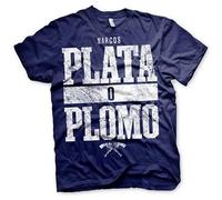 SUAN MEI ROU Narcos Plata O Plomo T Shirt Navy S