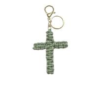 suanbeiii 1 llavero de macramé hecho a mano, accesorio de coche, cordón de algodón resistente para confirmación de bautismo