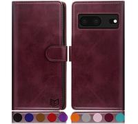 SUANPOT Funda para Google Pixel 7 5G con Tapa 【Bloqueo RFID】de Cuero PU Cierre Magnético，Soporte Plegable，Ranura para Tarjeta Cover Wallet Leather para Pixel 7 Phone Case Vino Tinto