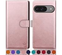 SUANPOT Funda para Google Pixel 9 5G/Google Pixel 9 Pro 6.3 con Tapa【Bloqueo RFID】de Cuero PU Cierre Magnético，Soporte Plegable，Ranura para Tarjeta Cover para Wallet Pixel9 Phone Case Oro Rosa