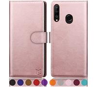 SUANPOT Funda para Huawei P30 Lite con Tapa 【Bloqueo RFID】de Cuero PU Cierre Magnético，Soporte Plegable，Ranura para Tarjeta Cover Wallet Leather para Huawei P30 Lite Phone Case Oro Rosa