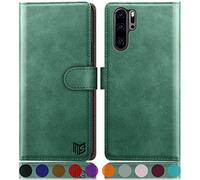 SUANPOT Funda para Huawei P30 Pro con Tapa 【Bloqueo RFID】de Cuero PU Cierre Magnético，Soporte Plegable，Ranura para Tarjeta Cover Wallet Leather para Huawei P30 Pro Phone Case Verde Claro
