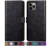 SUANPOT Funda para iPhone 11 Pro 5,8" con Tapa 【Bloqueo RFID】de Cuero PU Cierre Magnético,Soporte Plegable,Ranura para Tarjeta Cover Wallet Leather para Apple 11 Pro Phone Case Negro