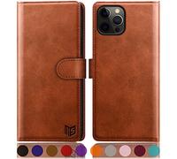 SUANPOT Funda para iPhone 12 Pro MAX 6,7" con Tapa 【Bloqueo RFID】de Cuero PU Cierre Magnético，Soporte Plegable，Ranura para Tarjeta Cover Wallet Leather para Apple 12 Pro MAX Phone Case Marrón Claro