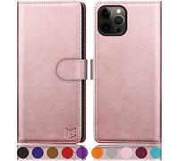 SUANPOT Funda para iPhone 12 Pro MAX 6,7" con Tapa 【Bloqueo RFID】de Cuero PU Cierre Magnético,Soporte Plegable,Ranura para Tarjeta Cover Wallet Leather para Apple 12 Pro MAX Phone Case Oro Rosa
