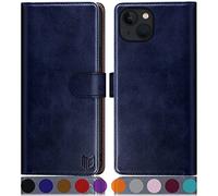 SUANPOT Funda para iPhone 14 Plus 6.7" con Tapa 【Bloqueo RFID】de Cuero PU Cierre Magnético，Soporte Plegable，Ranura para Tarjeta Cover Wallet Leather para Apple 14 Plus Phone Case Azul