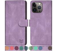 SUANPOT Funda para iPhone 14 Pro MAX 6.7" con Tapa 【Bloqueo RFID】de Cuero PU Cierre Magnético，Soporte Plegable，Ranura para Tarjeta Cover Wallet Leather para Apple 14 Pro MAX Phone Case Lila Violeta