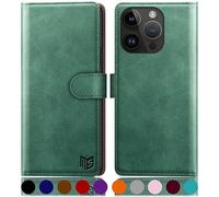 SUANPOT Funda para iPhone 15 Pro 6.1" con Tapa 【Bloqueo RFID】de Cuero PU Cierre Magnético，Soporte Plegable，Ranura para Tarjeta Cover Wallet Leather para Apple 15 Pro Phone Case Verde Claro