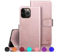 SUANPOT Funda para iPhone 15 Pro MAX 6.7" con Tapa 【Bloqueo RFID】de Cuero PU Cierre Magnético，Soporte Plegable，Ranura para Tarjeta Cover Wallet Leather para Apple 15ProMax Phone Case Rosa