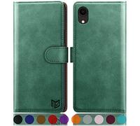 SUANPOT Funda para iPhone XR 6,1" con Tapa 【Bloqueo RFID】de Cuero PU Cierre Magnético,Soporte Plegable,Ranura para Tarjeta Cover Wallet Leather para Apple XR Phone Case Verde Claro