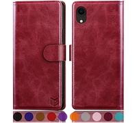 SUANPOT Funda para iPhone XR 6,1" con Tapa 【Bloqueo RFID】de Cuero PU Cierre Magnético,Soporte Plegable,Ranura para Tarjeta Cover Wallet Leather para Apple XR Phone Case Rojo
